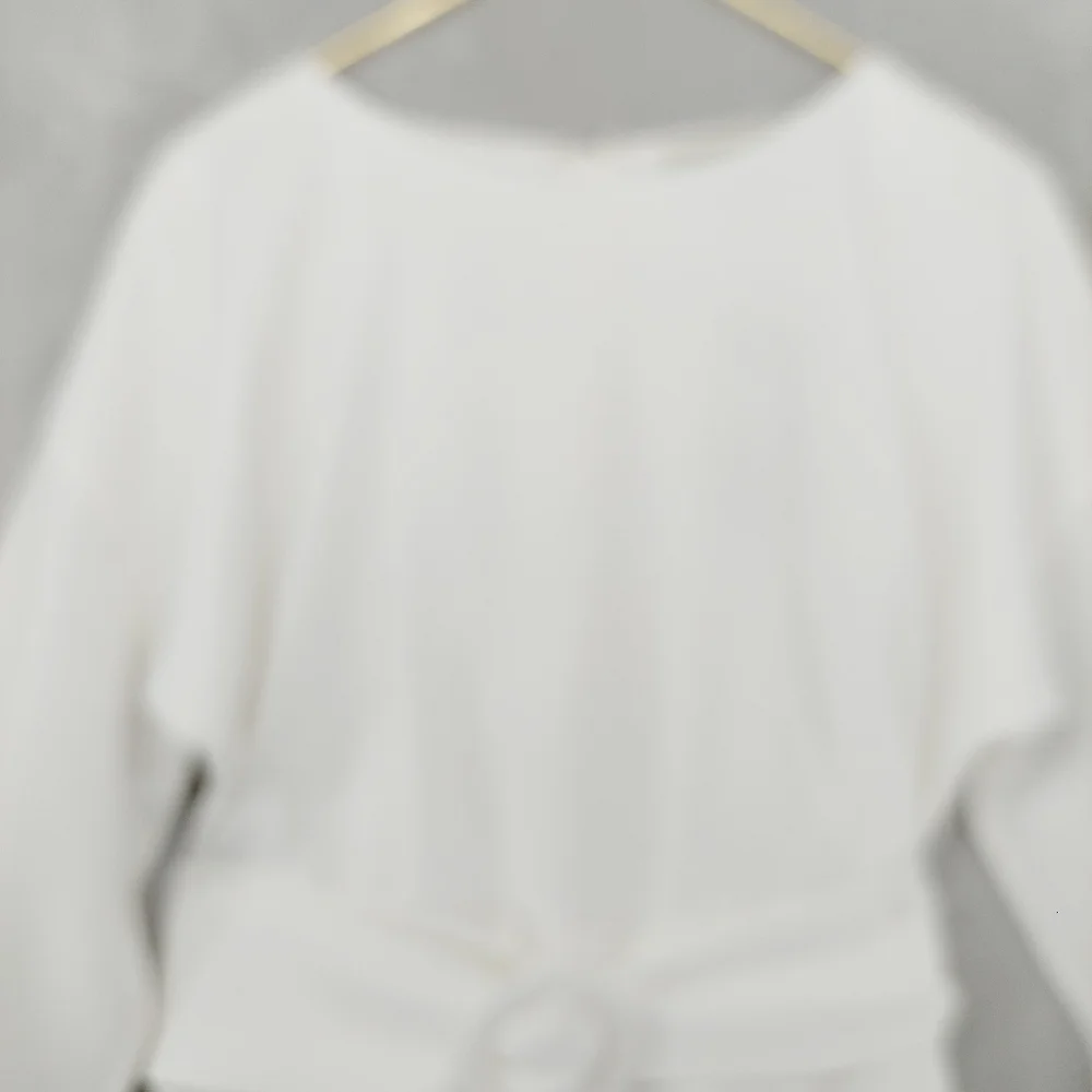New Sachin & Babi Annie  White Crepe Sheath Belt & Blouson Sleeves Dress P4520 - Picture 5 of 11